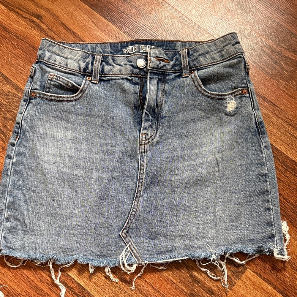 Wild Fable Frayed Hem Denim Mini Skirt - Blue